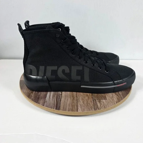 Diesel S-Dese Mid Cut Shoes Mens 12.5 Black Canvas High Top Sneakers Y01994