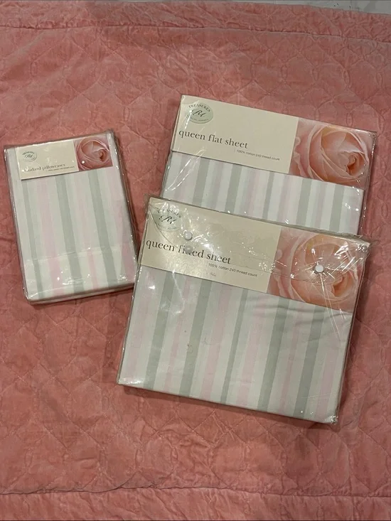 NWT RACHEL ASHWELL TREASURES Garden Rose  QUEEN SHEET SET
