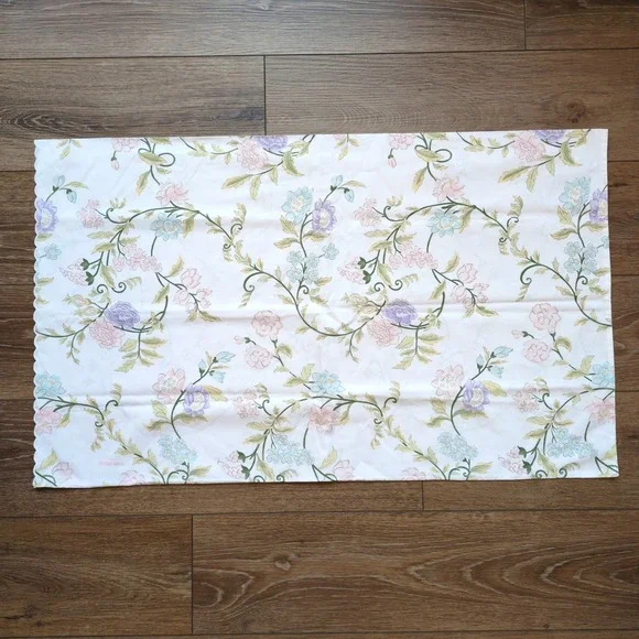 Sferra‎ Floral Standard Cotton Pillowcase - Scalloped Edge EUC Cottage
