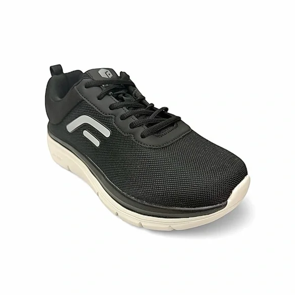 FitVille Men’s Walking Shoes – Wide Width 9.5 EW Black Max Cushioning Sneakers