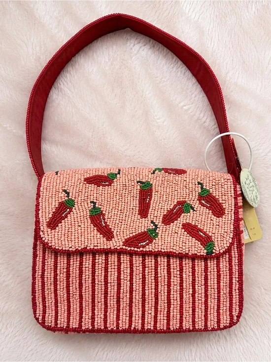 NWT Beaded “Picante” Chili Pepper Shoulder Bag | Y2K Statement Purse
