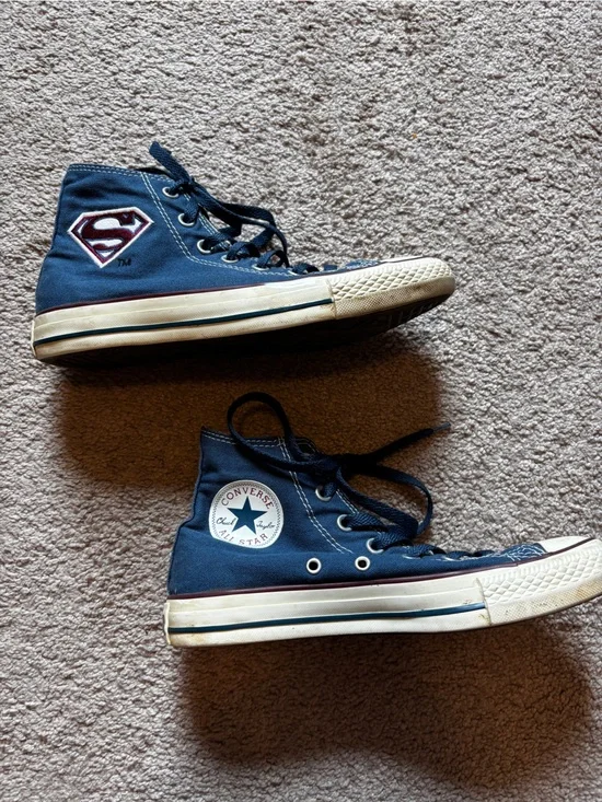 Converse rare custom Superman Navy High-Top Sneakers with Superman Patch