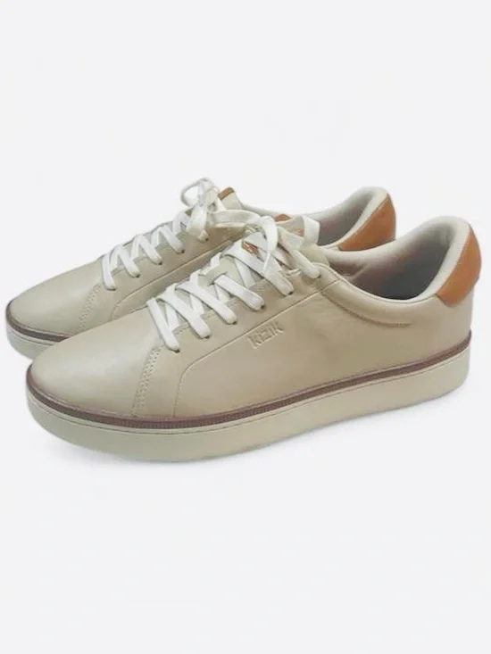 NWOT! KIZIK MEN'S SONOMA LITE TAUPE Hands-Free Slip-On Leather Sneakers Size 12