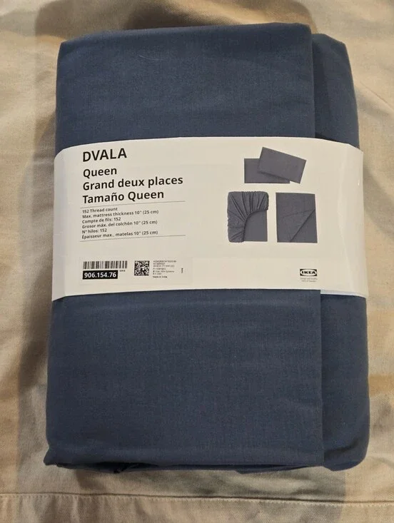 IKEA Solid Slate Blue Queen Sheet Set