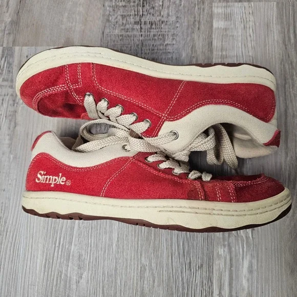 Simple OS Sneaker Mens 8 Womens 10 Shoes Red Suede Retro Skate Casual