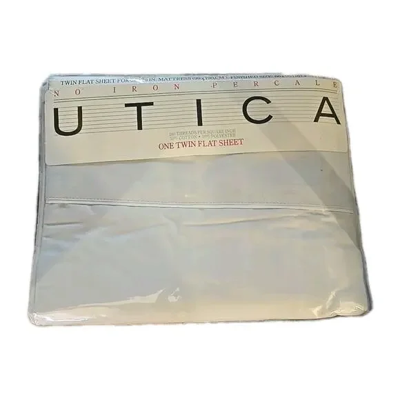 NEW Vintage UTICA‎ Pipeline No-Iron Percale One Twin Flat Sheet Set 39