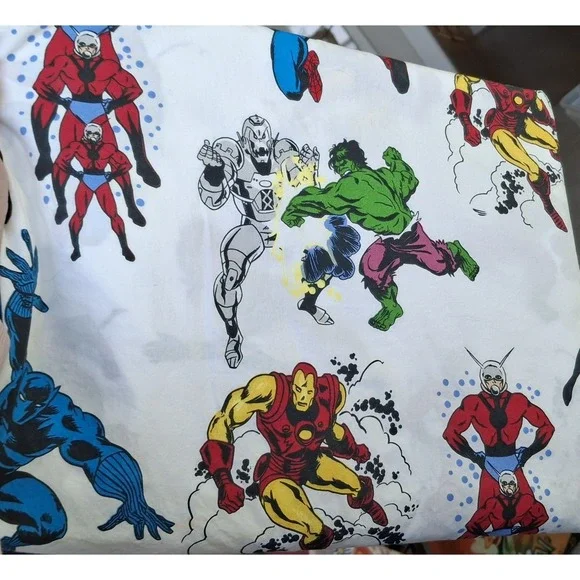 Pottery Barn Kids Marvel Comic Avengers Twin Size Flat Sheet Cotton Superheroes