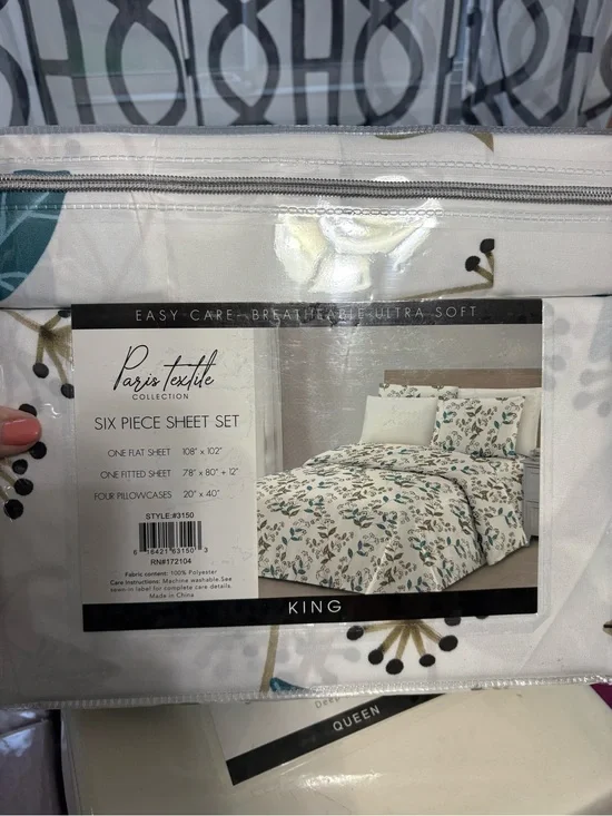 King Sheet Set in Teal and Cream Floral