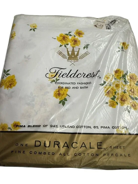 New Deadstock Fieldcrest English Garden Twin Flat‎ Sheet Pima Blend Duracale