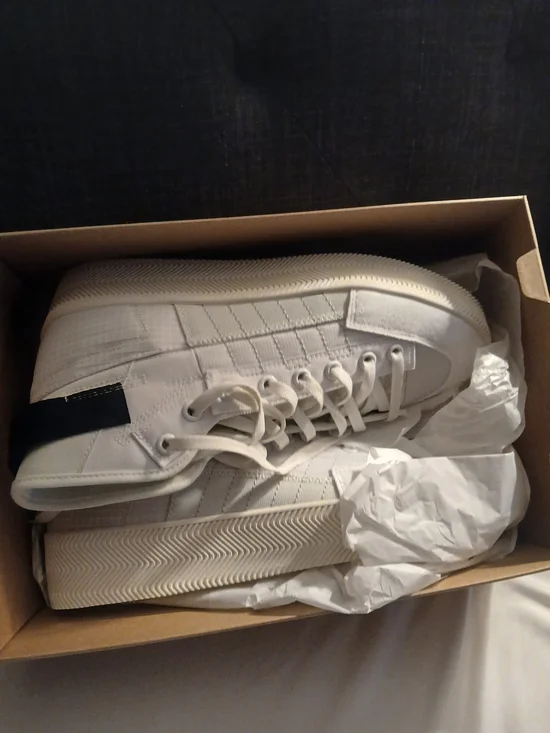 Men's White High-Top Nizza Parlay Adidas Sneakers with Black Heel Tab 10.5 New