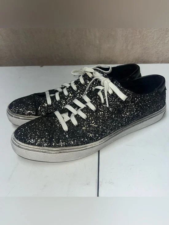 Yves Saint Laurent YSL Bedford Glitter Low Top Sneakers Mens EU 47 Black Gold