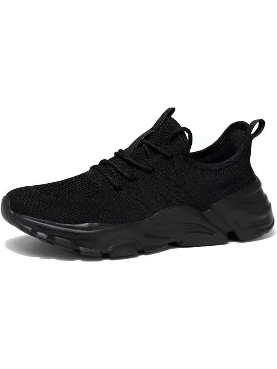 Men's Black Lightweight Non Slip Resistant Athletic Sports Walking Gym Sneakers