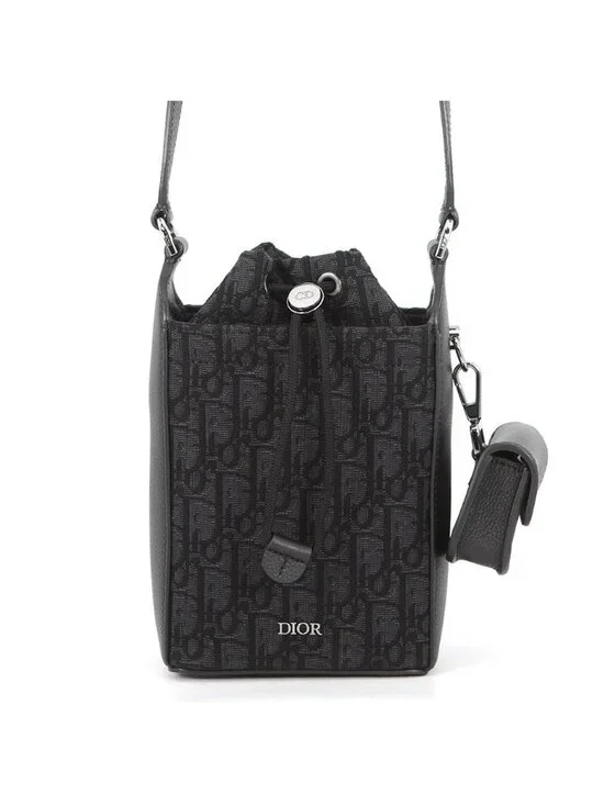 Dior Shoulder Bag Oblique Bucket Canvas Black