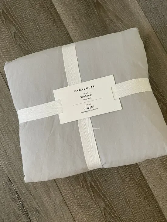 New Parachute Home King California King Percale Top Sheet Grey