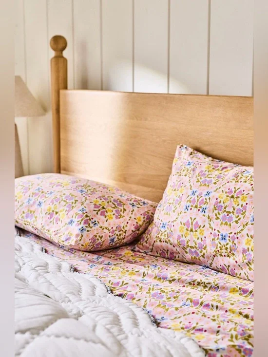 Anthropologie MINDTHEGAP Organic Cotton Sateen Printed Sheet Set, Susie Q, Full