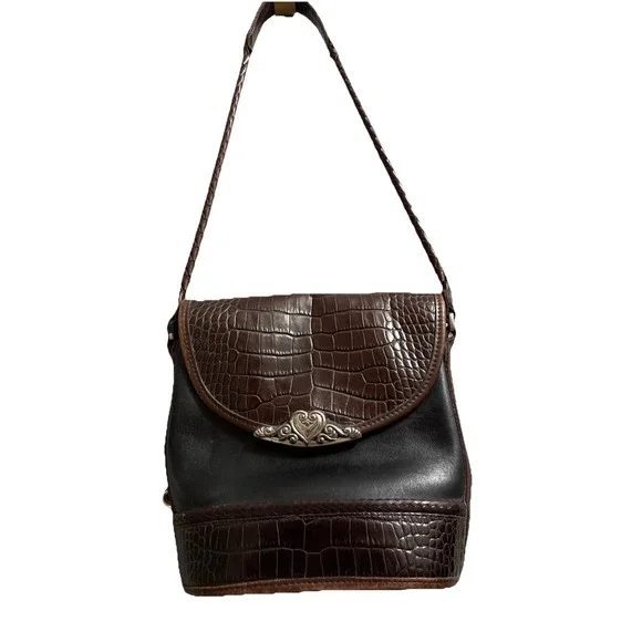 Vintage Brighton Brown/Black Shoulder Bag with Braided Strap