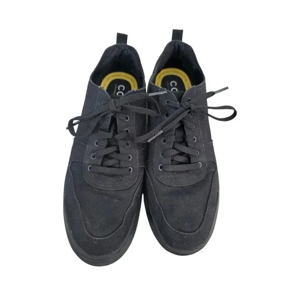 Cole Haan Mens Black Canvas Lace‎ Up Low Top Sneakers Shoes Size 9B