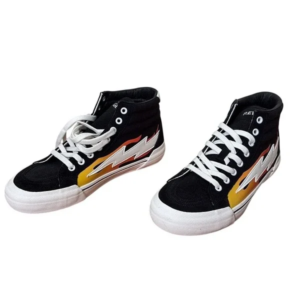 Revenge x Storm Vol 2 High Top‎ Black Flame Lightning Bolt Sneakers Men's 8 NWOB