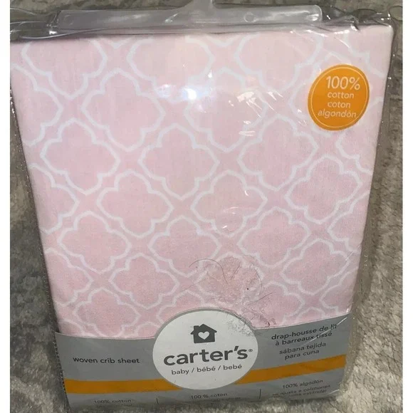NEW CARTERS PINK AND WHITE Fitted Baby Crib‎ Sheet NEW GIRL