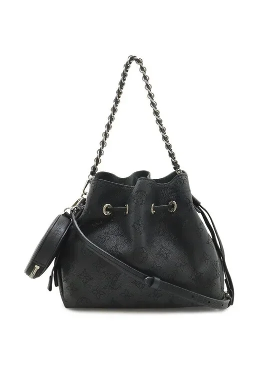 Louis Vuitton Mahina Bella Shoulder Bag 2-Way Chain Drawstring Noir Black Silver
