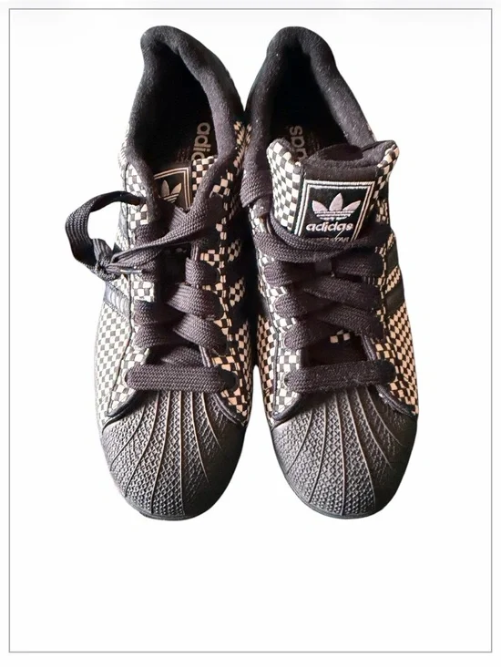 Adidas Checkerboard Superstar Sneakers - Black & White size 13
