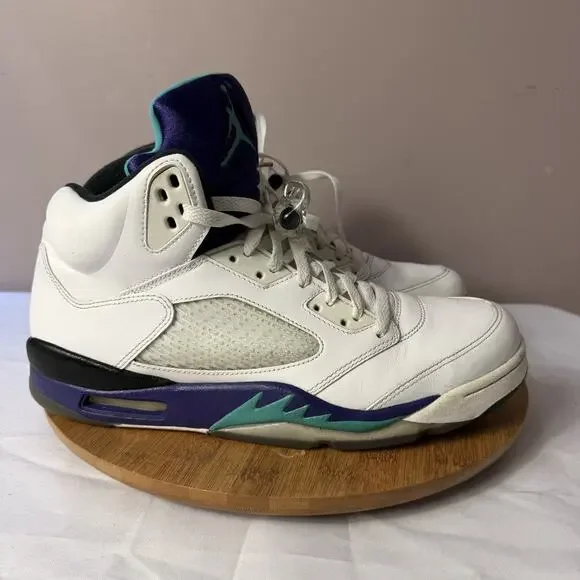 Air Jordan 5 Retro Grape 2013 Men’s Size 12 White Purple Emerald 138027-108