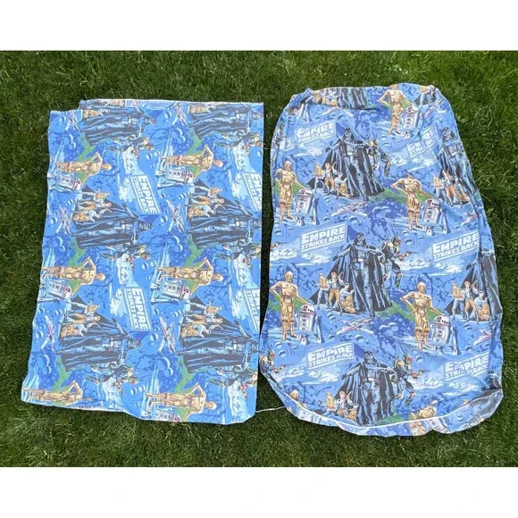 Vintage 1979 Star Wars Empire Strikes Back Twin Sheet Set Blue Darth Vader‎ 70s