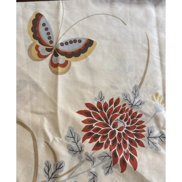 Vintage 70s Cannon Sheet Set Butterfly Almond TWIN Size Flat‎ Fitted Pillowcase