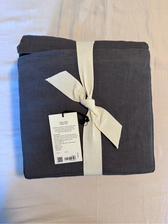 NWT Banana Republic Fine Linen Sheet Set - Cal King - Thunder (Charcoal)