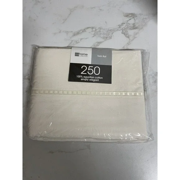 JC Penney‎ Home Collection Sheet Twin  Sz Flat Cream Egyptian Cotton New in Pack