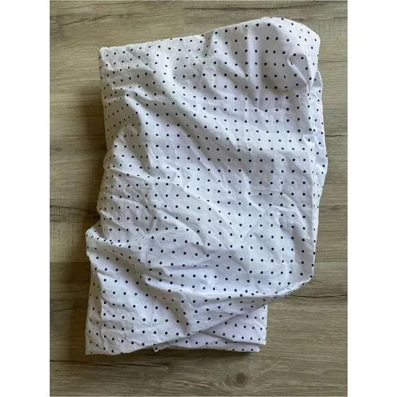 Pottery Barn White Polka Dot Cotton Crib Sheet - Black Dots