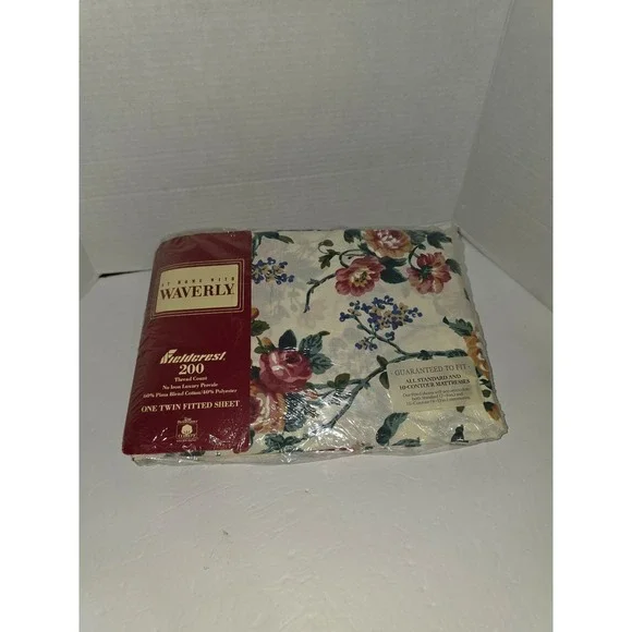 vintage Waverly Fieldcrest twin‎ fitted bed sheet NOS shabby chic floral