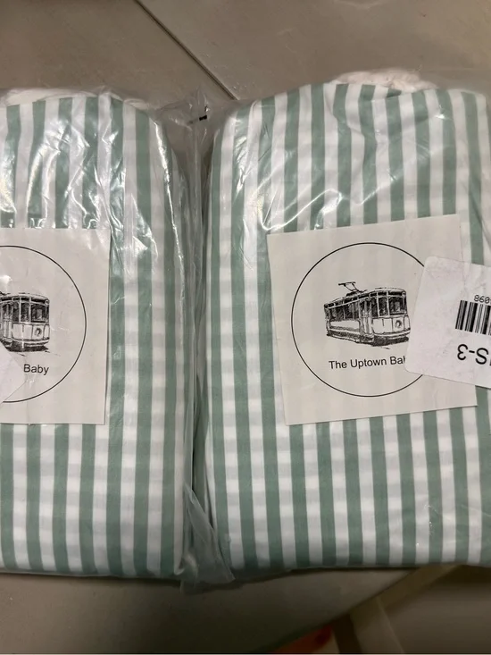 The Uptown Baby Green Stripe Kids Bedding Set - Soft Green/White