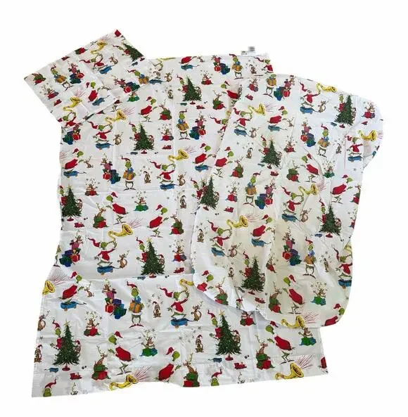 Pottery Barn Kids Dr Seuss The Grinch Christmas Holiday 3 Pc Toddler Sheet Set