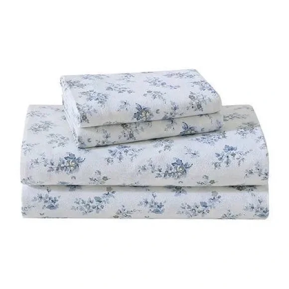 Laura Ashley Cotton Flannel 4-Piece Sheet Set, Queen