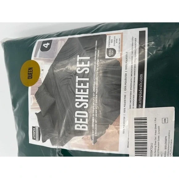 Utopia Bedding Queen Size Sheet Set - 4 PieceEmerald Green Brushed Microfiber