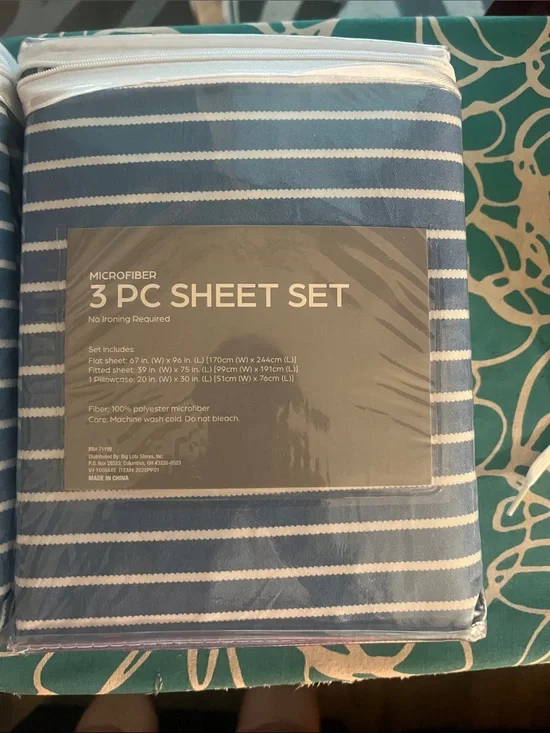 Striped Blue 3-Pc Sheet Set - Navy Blue
