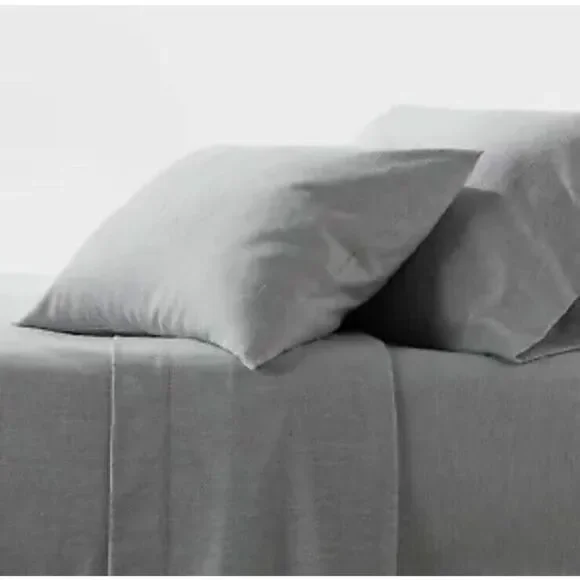 Threshold Full size Flannel Sheet Set Gray Solid