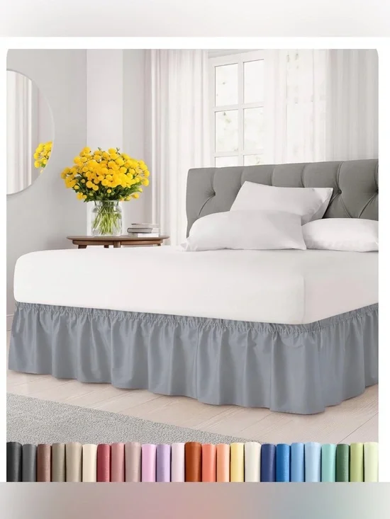 Wrap Around Bed Skirt Dust Ruffle 15” Drop FULL/FULL XL - STEEL BLUE