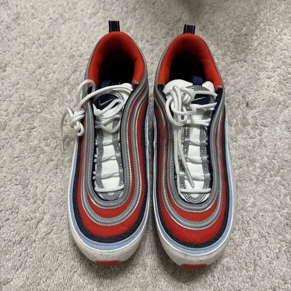 Nike Men AIR MAX 97  DJ5171-600 Athletic Sneakers  RED WHITE Shoes Size 10