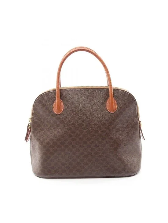 Celine Handbag Macadam Brown Canvas Leather
