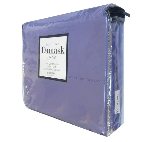 new AMETHYST Charter Club 550TC 100% Cotton TWIN XL Dorm Sheet Set fits 17