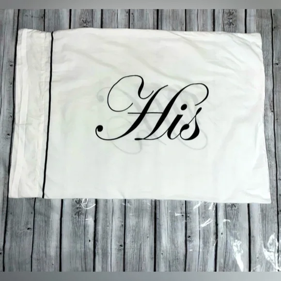 “His” Groom Wedding Standard Pillowcase White & Black