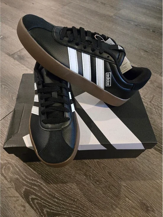 adidas VL Court 3.0 Womens 8 men 7 Black White Gum ID8796 Brand New OG Box