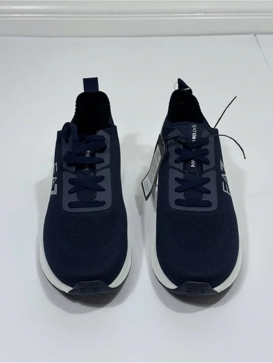 EA7 Emporio Armani Sneakers Men US 11.5 EU 46 Navy Knit Running Shoes New