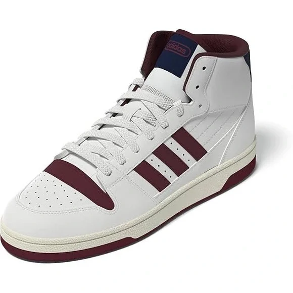 Adidas Break Start Mid 12 White Burgundy Navy Basketball Sneakers Trainers