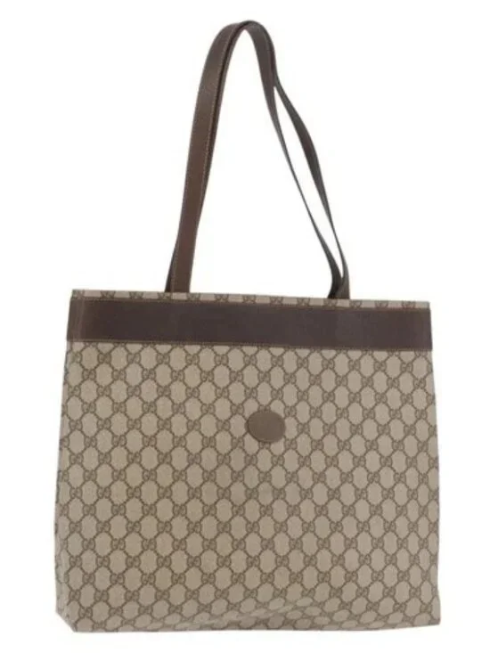 GUCCI GG Supreme Tote Bag PVC Beige 41 02 109 Auth bs35186