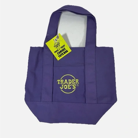 NEW! Trader Joe’s Limited Edition Trick-or-Treat Mini Canvas Tote (Purple)- NWT