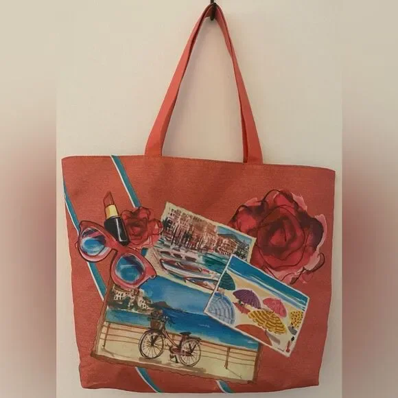 Lancôme Peach Beach Tote Bag