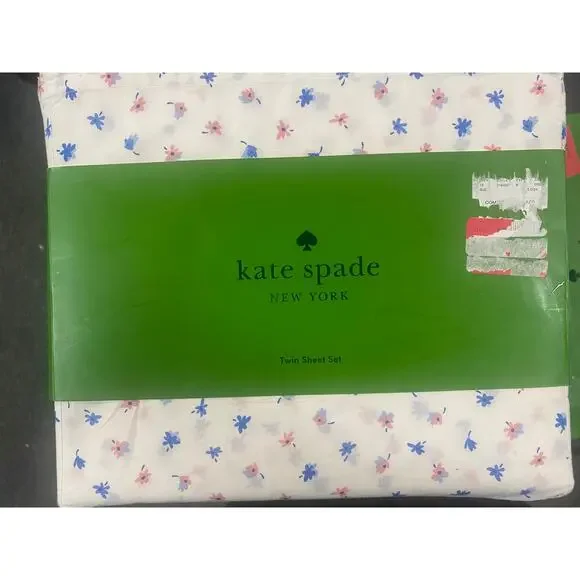 Kate Spade Twin Sheet Set -Floral Pink and Blue Pattern - New